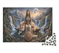 Loup Chaman de MontagnePuzzle DIY 1000 Pièces en Carton Cascade éclairée par la Lune pour Famille Amélioration De La Mémoire Renforcement Familial Cadeau De Noël 70x50cm/1000pcs