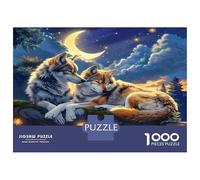Loup Coffret De Puzzles Adultes 12+, Louve sous la Lune Papier Écologique, Défi ÉduChatif, Loisir Indoor, Cadeau pour Adultes 70x50cm/1000pcs