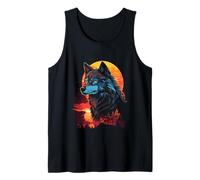 Loup Contre Un Orange forêt Coucher de Soleil Débardeur