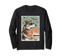 Loup Cool avec Lunettes de Soleil Canard Chasse Chasseur rétro Coucher de Soleil Manche Longue