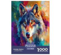 Loup Cool pour Adultes Puzzles 1000 Pièces Animaux Jeux Éducatifs Décoration Intérieure Jeu De Défi Familial Cadeaux d'anniversaire pour Noël Relaxation Et Sagesse 38x26cm/1000pcs