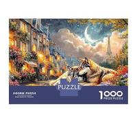 Loup Couple Paris 1000 Piece Premium Recycled Board Loups Lune Family Puzzle Brain Teaser Puzzle Office Break Activity Zero-Gap Fit 38x26cm/1000pcs