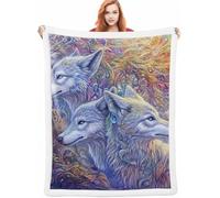 Loup Couverture Lestée 140x200cm, Animal Chaise Blankets, Douce Chaude Hiver Couvertures de Canapé et Grand Plaids Chaude et Douillet, Fleece Blanket pour Chambre à Coucher, Bureau, Cadeau A-3386