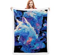 Loup Couverture Lestée 140x200cm, Bleu Chaise Blankets, Douce Chaude Hiver Couvertures de Canapé et Grand Plaids Chaude et Douillet, Fleece Blanket pour Chambre à Coucher, Salon, Bureau, Cadeau A-3710