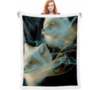 Loup Couverture Lestée 140x200cm, Noir Chaise Blankets, Douce Chaude Hiver Couvertures de Canapé et Grand Plaids Chaude et Douillet, Fleece Blanket pour Chambre à Coucher, Salon, Bureau, Cadeau A-3038