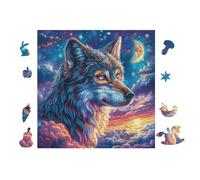Loup dans la forêt au Clair de Lune 100 Pièces Puzzle Collectionneur en Voitureton Haute Qualité Haute Difficulté Décoration Murale Oeuvre d'art Cadeau Noël Premium 28x28cm
