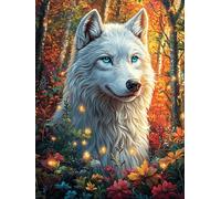 Loup dans la forêt au Clair de Lune 1000 Pieces Casse-tête Adolescent en Carton Rigide Difficulté Moyenne Activité Éducative Cadeau Fête des Mères Haute Qualité Premium 1000 PCS