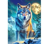 Loup dans la forêt au clair de lune 300 Pièces Puzzle Adolescent En Carton Rigide Conte de fées d'accompagnement magique Difficulté Moyenne Activité Éducative Voyage Déplacement Cadeau Anniversaire Pe