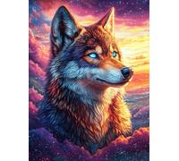 Loup dans la forêt au crépuscule 300 Pièces Puzzle Débutant En Carton Haute Densité Scène de conte de fées dessin animé Facile Apprentissage Anti-Stress Passe-Temps Cadeau Fête Des Mères Haute Qualité