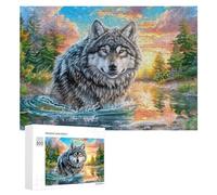 Loup dans la forêt de Montagne avec des Fleurs Puzzle 300 Pièces pour Adolescents 14+ Défi Puzzle Pensée Critique Cadeau pour Adolescents 300 PCS
