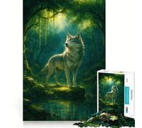 Loup dans la forêt enchantée Puzzle 1000 pièces pour Adultes Jeu de mémoire et de Concentration Ajustement Parfait Format Compact Idéal pour des Moments de Jeu en Famille (38x26cm)