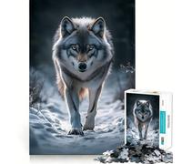 Loup dans la forêt enneigée Puzzle de 1000 pièces pour Adolescents Stimulation Cognitive Jeu Amusant Emboîtement sûr Pas de pièces Qui se détachent Une façon captivante de Passer Le Temps (50x75cm)