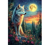 Loup dans la forêt magique 1000 Pieces Casse-tête Collectionneur En Carton Anti-Déchirure Conte de fées animaux et plantes Haute Difficulté Décoration Murale Collection Cadeau Noël Qualité Premium 100