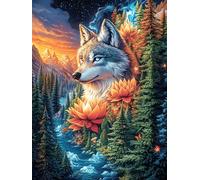 Loup dans la forêt Magique 300 Pièces Puzzle Adolescent en Carton Anti-Déchirure Conte de fées Animal Magique Difficulté Moyenne Activité Éducative Passe-Temps Petit Prix Pas Cher Premium 300 PCS