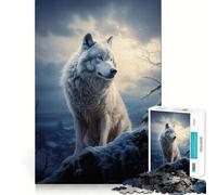 Loup dans Les Montagnes enneigées Puzzle 1000 pièces pour Adultes Jeu de Concentration Découpe Laser de qualité supérieure Activité familiale Amusante en soirée (50x75cm)