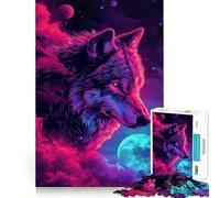Loup dans l'espace Galaxie Puzzle 1000 pièces pour Adolescents Jeu de Train cognitif Aucun écart Ajustement Parfait Format Compact Amusant pour Les Moments de Jeu en Famille (38x52cm)