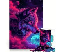 Loup dans l'espace Galaxie Puzzle 1000 pièces pour Adolescents Stimulation Cognitive Amusant Emboîtement sûr Pas de pièces Qui se détachent Une façon captivante de Passer Le Temps (50x75cm)