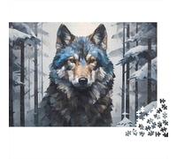 Loup dans Neige 1000 Pièces Premium Carton Style Art numérique Puzzle Adultes, Soulagement Stress, Cadeau & Activité Maison, Jeu Défiant Famille Soirée & Vacances 70x50cm/1000pcs