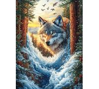 Loup dans rivière Puzzles 1000 Pièces pour Adultes Vision 3D Moderne Educa Divertissement Créatif Famille Jeu De Réflexion Décoration Intérieure 1000 PCS