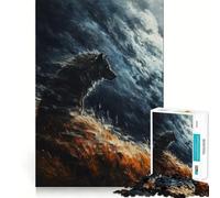 Loup dans Un Ciel orageux Puzzle 1000 pièces pour Adultes Réfléchissez,entraînez-Vous,jouez ! Assemblage Solide,Aucune pièce ne se détache Cadeau Unique pour soulager Le Stress (38x26cm)