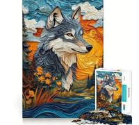 Loup dans Un Paysage féerique Puzzle 1000 pièces pour Adultes Jeu de mémoire et de Concentration Ajustement Parfait Format Compact Idéal pour des Moments de Jeu en Famille (38x52cm)