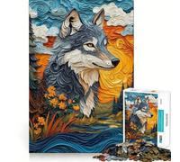 Loup dans Un Paysage féerique Puzzle de 1000 pièces pour Adultes Exercice Mental Amusant Découpe Laser de qualité supérieure Activité relaxante en Groupe à l'intérieur (50x75cm)