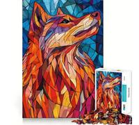 Loup dans Un vitrail Puzzle de 1000 pièces pour Adolescents Stimulation Cognitive Jeu Amusant Emboîtement sûr Pas de pièces Qui se détachent Une façon captivante de Passer Le Temps (38x52cm)