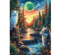 Loup dans une forêt 300 Pièces Puzzle Adulte En Carton Rigide Sans Déformation Animal sauvage et animal de compagnie Difficile Moyenne Décoration Murale Loisir Créatif Idée Cadeau Anniversaire 300 PCS