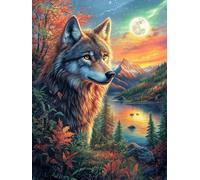 Loup dans une forêt at Night 300 Pièces Puzzle Débutant En Carton Haute Densité Animal sauvage et animal de compagnie Facile Apprentissage Anti-Stress Passe-Temps Cadeau Fête Des Mères Haute Qualité 3