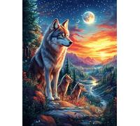 Loup dans une forêt au clair de lune at Sunset 1000 Pièces Puzzle Expert Confirmé En Carton Épais Sans Déformation Faune sauvage et animaux de compagnie Très Difficile Motif Complexe Cadeau Fête Des P