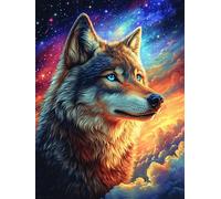 Loup dans Une forêt au Coucher de Soleil Ardent 1000 Pièces Puzzle Expert Confirmé en Carton Épais sans Déformation Rêve Magique de Science-Fiction Très Difficile Motif Complexe Cadeau Fête des Pères