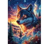 Loup dans une forêt au crépuscule 300 Pièces Puzzle Débutant En Carton Haute Densité Scène de conte de fées dessin animé Facile Apprentissage Anti-Stress Passe-Temps Cadeau Fête Des Mères Haute Qualit