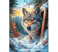 Loup dans une forêt enneigée 300 Pièces Puzzle Expert Confirmé En Carton Sans Déformation Animal sauvage et animal de compagnie Très Difficile Décoration Murale Collection Cadeau Fête Des Pères Premiu