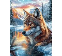 Loup dans une forêt enneigée 500 Pieces Casse-tête Collectionneur En Carton Sans Déformation Animal sauvage et animal de compagnie Haute Difficulté Décoration Murale Collection Cadeau Noël Pas Cher 50