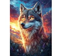 Loup dans une forêt magique at Sunset 300 Pièces Puzzle Pour Ado En Carton Anti-Déchirure Haute Densité Rêve magique de science-fiction Facile Débutant Jeu De Société Idée Cadeau Anniversaire Petit Pr