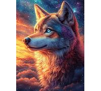 Loup dans une forêt magique au coucher du soleil 1000 Pièces Puzzle Personne Âgée En Carton Rigide Faune sauvage et animaux de compagnie Facile Débutant Anti-Stress Activité Manuelle Thérapie Occupati
