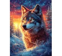 Loup dans une forêt magique au coucher du soleil 500 Pieces Casse-tête Débutant En Carton Haute Qualité Paysages et science-fiction Facile Anti-Stress Passe-Temps Loisir Créatif Idée Cadeau Saint Vale