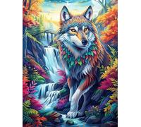 Loup de forêt étoilé 500 Pièces Puzzle pour Ado en Carton Anti-Déchirure Animal Sauvage Facile Débutant Jeu De Société Soirée Entre Amis Cadeau Anniversaire Petit Prix 500 PCS