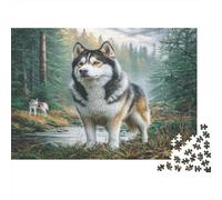 Loup de Forêt Puzzle 1000 Pièces pour Adultes Jeu de Puzzle 1000 Pièces Rivière Loisirs Décoration Maison Cadeau 52x38cm/1000pcs