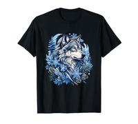 Loup de Glace Mystique dans la forêt de pins enneigés T-Shirt