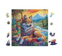 Loup de Montagne River 100 Pieces Casse-tête Adolescent en Carton Épais Difficulté Moyenne Activité Éducative Cadeau Saint Valentin Pas Cher Anniversaire 28x28cm