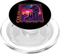Loup des Montagnes du Colorado - Loup, Lune et étoiles rétro PopSockets PopGrip pour MagSafe