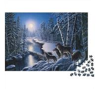Loup d'hiver Puzzle 1000 Pièces Adulte en Carton De Qualité Supérieure, Jeu De Puzzle À Assembler Soi-même Loup de Rivièrepuzzle De Détente pour Un Office Break Puzzle, Ca