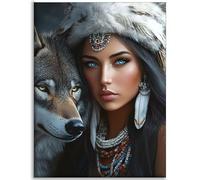 Loup Diamond Painting Adulte 90x120cm Diamond Painting Reine ,Activité Manuelle Adulte Broderie Point de Croix Peinture Diamant , DIY Cristal Art Kit Loisirs CréAtifs Enfant Peinture Diamant C-Q299