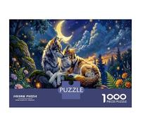 Loup du Ciel étoiléPuzzle Premium 1000 Pièces Fleurs Sauvages Lumineuses pour Seniors Anti-Stress Loisirs Créatifs Cadeau d'anniversaire 52x38cm/1000pcs