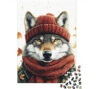 Loup Écharpe Automne Puzzle, 1000 Pcs Jeu D'intérieur Adulte | 70x50cm Carton, Exercice Mental, Assemblage Précis, Amateurs D'art, Réduction Du Stress