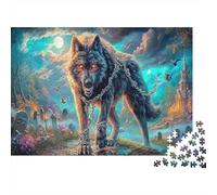 Loup en chaîne au cimetière Thousand Pieces Jigsaw Puzzle Faune Sauvage Whole Family Cadeau D’Anniversaire Évasion Quotidienne Décoration De Salon Jeu Stimulant 70x50cm/1000pcs
