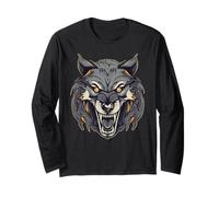 Loup en colère t Loup grondant Loup Halloween Manche Longue
