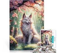 Loup en Fleurs de Cerisier Puzzles de 2000 pièces pour Adultes Activité familiale Renforcer l'amour Entre Les Couples 70x100cm