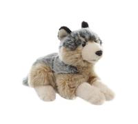 Loup en peluche couché 22 cm